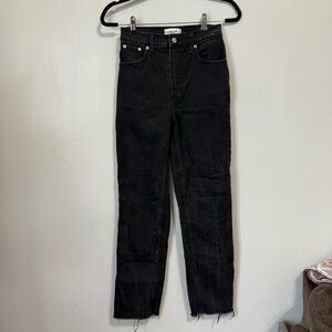 Abercrombie and Fitch The 90s Straight Ultra High Rise Black Denim Jeans Sz 26 R